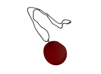 Retro Orange Glass Slab Pendant Necklace With Silver Metal Ball Chain