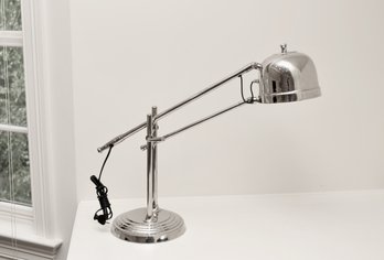 1 Of 2 Nickel Finish Articulated Deco Inspired Industrial Table Lamp