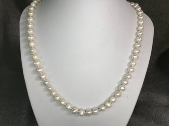 Fabulous Large Genuine Cultured Baroque 24' Pearl Necklace With Gold Plated Clasp - Nice Large Pearls - WOW !