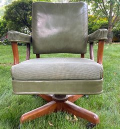 A Vintage Walnut And Leather Executive Chair Gunlocke Chair Company