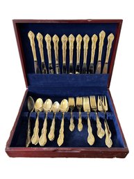 International Silver Co. Gold Plated Flatware Set In Case