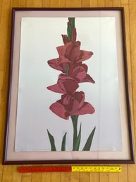 Gladiolas Lithograph Signed Nancy Steen Numbered 40/50 31x42 Framed Glass