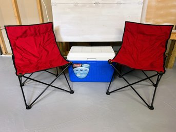 Pair Of Beach Chairs With Bags & Cooler