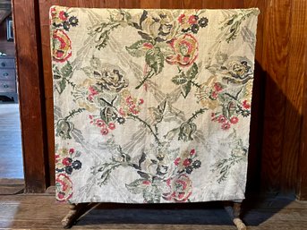 Lovely Vintage Panel Of Printed Linen Fabric