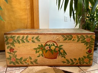Beautiful Hand Painted Vintage Wooden Trunk