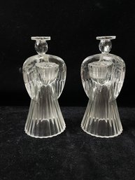 Pair American Crystal Collection Angel Candleholders