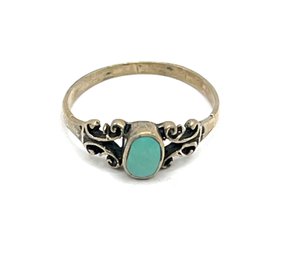 Vintage Sterling Silver Turquoise Color Stone Ring, Size 5