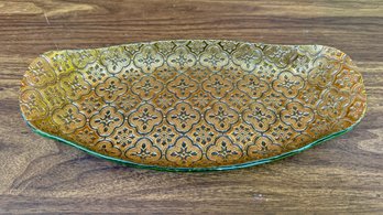 Vintage Mid Century Gold Fleur Glass Tray - Believed  To Be Georges Briard - Not Signed