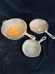 Cast Iron Pans Lot Of 3