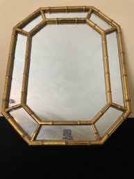Mid Century Hexagon Gold Bamboo Wall Mirror