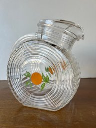 Vintage Glass Tilt Disc Orange Juice Pitcher Very Unique