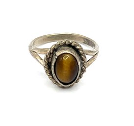 Vintage Sterling Silver Tiger's Eye Ring, Size 3.5