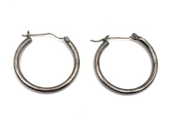 Vintage Sterling Silver Thick Hoop Earrings