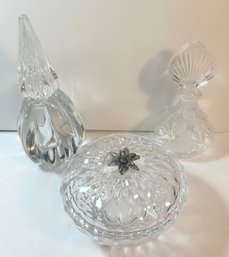 2 Glass Perfume Bottles & Trinket Dish