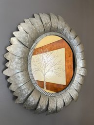 Wonderful Metal Sunflower Mirror In Great Condition