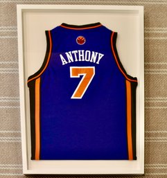 Framed Carmelo Anthony 7 Knicks  Basketball Jersey Professionally Framed In White Shadow Box