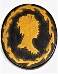 Signed Margaret Loycy Americus, Kansas Carved Wood Cameo Brooch