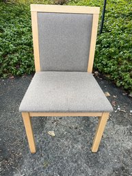 Blond Wood And Upholstered Side Chair