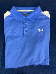 Under Armour Golf Shirt XL Blue And White