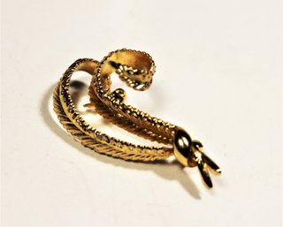 Vintage Gold Tone Plume Formed Brooch Signed Originals By Robert