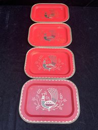 Mid Century Metal Peacock Platter Serving Trays