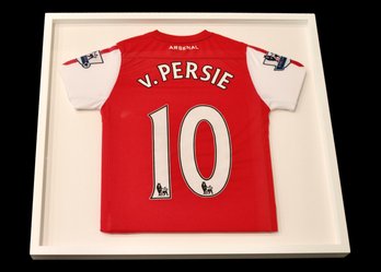 Robin Van Persie 10  Soccer Jersey Professionally Framed In White Shadow Box