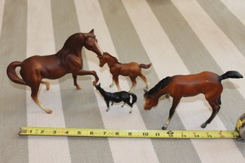 4 Smaller Breyer Horses Including Rare Grazing One