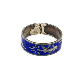 Vintage Siam Sterling Silver Blue Inlay Ring, Size 6