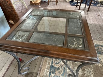 Glass Top Table With Metal Inserts