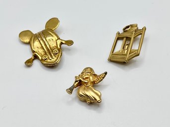 Lot Of 3 Gold Tone Vintage Pins