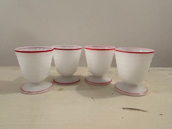 Vintage Hazel Atlas Moderntone Platonite Dessert Cups Milk Glass