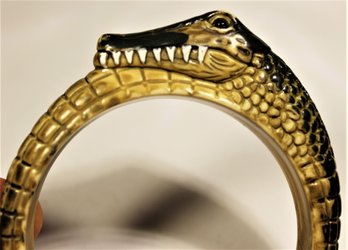 Very Rare Antique Celluloid Plastic Crocodile Alligator Bangle Bracelet