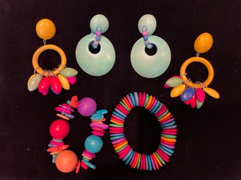 1980s Colored Wood Jewelry