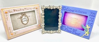 3 Photo Frames For 4x6 Photos: Rhinestone, Disney Tinkerbell & Mommy & Me