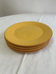 Set Of 4 Yellow Ceramic  Plates By Molde From Portugal