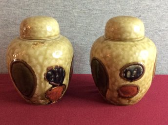 Pair Of Pottery Urns Made In Japan