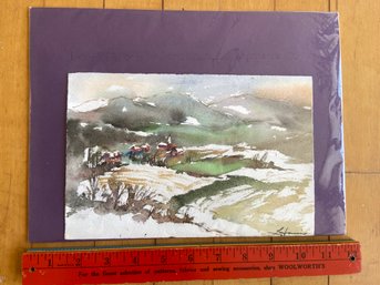Original Landscape Watercolor Signed L. Harris? 9.5x6.5