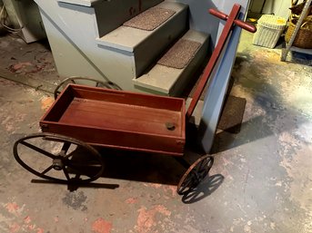 Primitive Cart With Metal Wheels