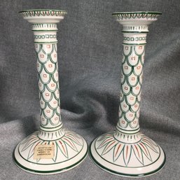 Bid Is For Two Rare Vintage TIFFANY & Co Porcelain Candlesticks - NO DAMAGE - Very Pretty Design - NICE !
