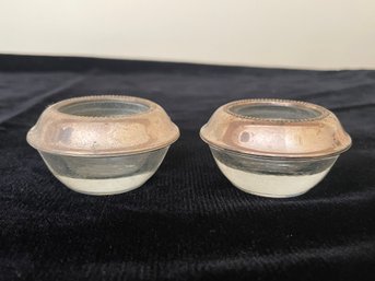 Vintage Silver And Crystal Salt Cellars