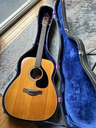 Top-tier Original 1970S YAMAHA FG-180 RED LABEL Accoustic Guitar With Hard Case- Original 1977 Sales Receipt