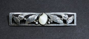 Arts And Crafts Hand Wrought Sterling Silver Brooch W Baroque Pearl