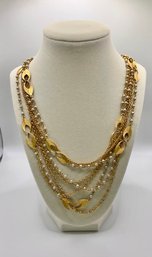 Beautiful Vintage Gold Tone Multi-Strand Necklace