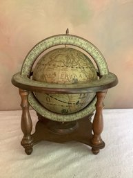 Old World Wood Desk Globe On Zodiac Stand