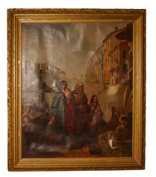 Large J. Ropes 1865: Rome Antique Impressionist Painting  35' X 30'