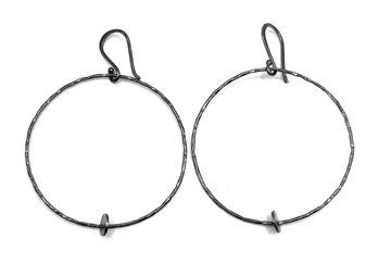 Vintage Sterling Silver Large Open Circle Earrings