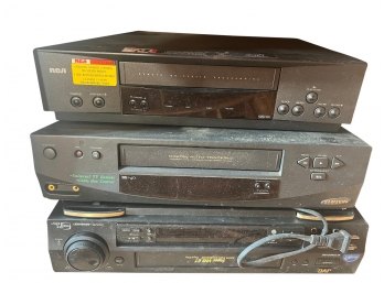 Set Of 3 Vintage VHS Players
