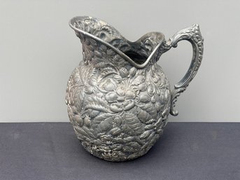 Antique Meriden Floral Embossed Water Pitcher