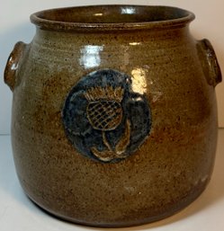 Nice Handmade Ceramic Thistle Crock