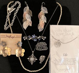 Vintage Jewelry Lot 10 - Flowers - Leaves -tree - Gold Silver Tone - Necklaces - Earrings - Pins - Bracelet